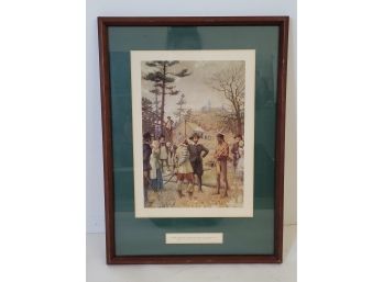 Vintage Native American And Pilgrim Framed Print