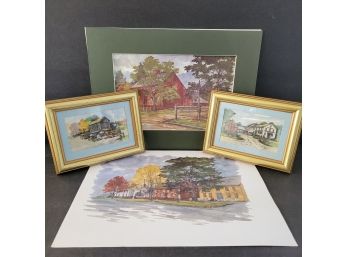 Penciled Signed Framed Litho And Watercolor Prints By Diana Wythe Tyler