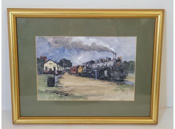 Framed Litho & Watercolor Print By Diana Wythe Tyler  Essex Steam Train, CT.