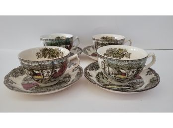 Johnson Bros The Friendly Village The Ice House Tea Cups & Saucers