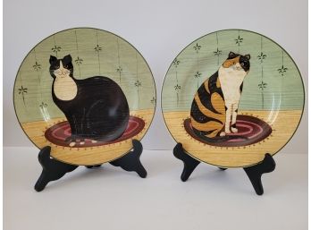 Warren Kimble Cat Stoneware Collection Plates By Sakura