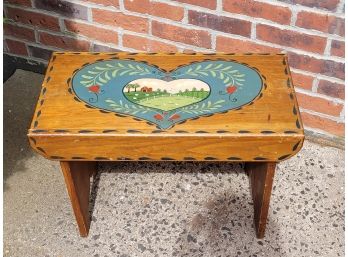 Hand Painted Country Farmhouse Style Wooden Bench Or Foot Stool