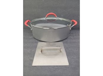 8 Quart Oval Pasta Pot With Steel Cooking Press