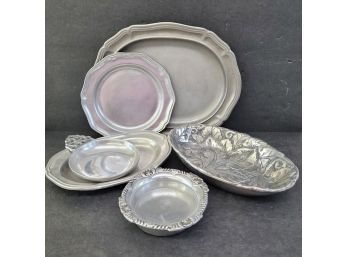 Wilton Pewter Serving Platter With Other Pewter Items