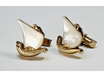 Mother Of Pearl Sail Boat Cufflinks