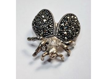 Sterling Silver And Marcasite Beatle Pin