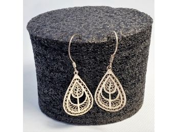 Filigree Sterling Tear Drop Earrings Medium