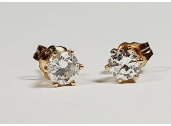 Pretty 14K Real  Diamond Studs Earrings (60 Point Total Carat Weight)