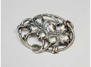 :Large  Danish Sterling Silver Flower Pin (Danecraft)