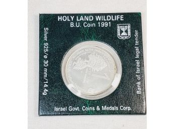 1991 Israeli Wild Life BU Commemorative  (850) Silver Coin