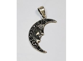 Sterling Silver Marcasite Moon Pendant