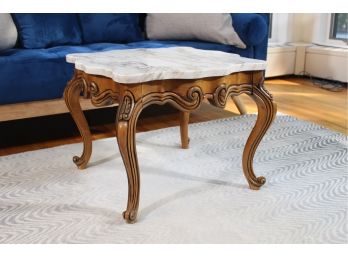 Scalloped White Marble Coffee Table