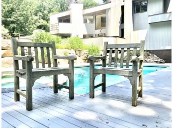 Pair Of Outdoor Teak Chairs