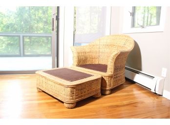 Wicker Barrel Armchair And Ottoman