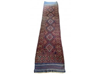 Wonderful Long Wool Afghan Nomadic Sumak Runner Rug