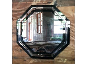 Large Octagonal Mirror With Black And Clear Beveled Mirrored Glass - 48'