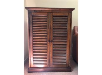 Tall Louvered Mahogany Stain Cabinet 42'H