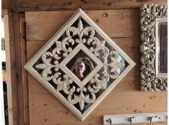 Square Polymer Molded Mirror With Fleur De Lis - 33' Across Center