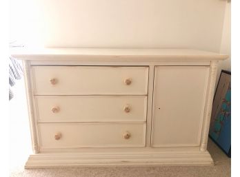 56' White Dresser With Side Cabinet