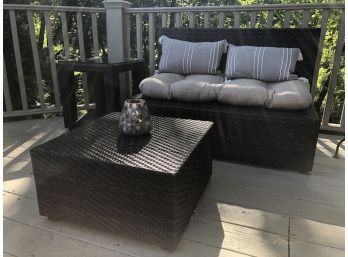 3 Piece All Weather Woven Furniture - Small Sofa, Coffee Table And End Table