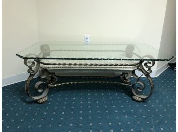 Metal Base Coffee Table With Glass Top