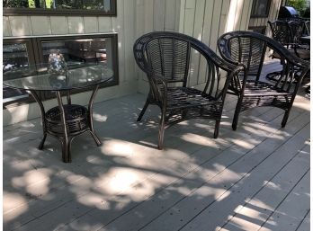 Outdoor Rattan Table And 2 Chairs