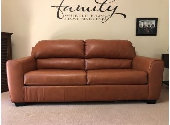 Like New 81' Leather Sofa With Sleeper