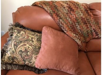 Decorative Pair Of Pillows And A Throw