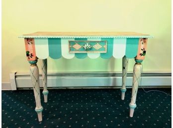 Hand Painted Console With Drawer In The Style Of Mackenzie Childs