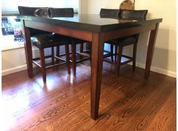 Black Granite Pieced Top Square Table - Counter Height