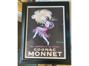 Cognac Monnet Du Soleil Dans Un Verre - Vintage Advertisement Art Reproduction Poster Black Beveled Frame