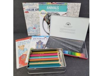 New Coloring Books And Colored Pencils