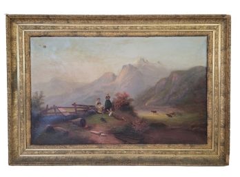 Beautifully Done Antique Turn Of The Century Oil On Canvas Landscape Signed  Emma Hardy