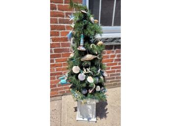 4ft Beach Theme Lighted Christmas Tree In Wooden Base