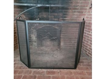 3-Panel Iron Frame  Fireplace Screen With Integrated Handles