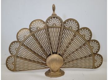 Vintage Brass Peacock Fireplace Screen
