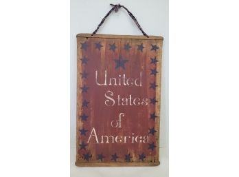 Nice 2ft Rustic Wooden Hangable Patriotic Sign