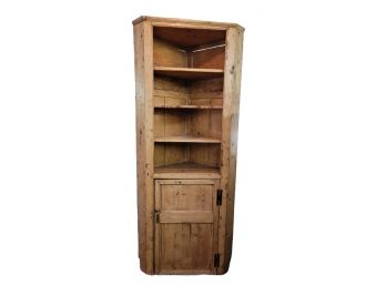 Late 18th Early 19th Century 7 1/2ft English Pine Corner Cabinet