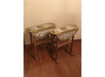 Two Paint Decorated Drop Leaf Stands