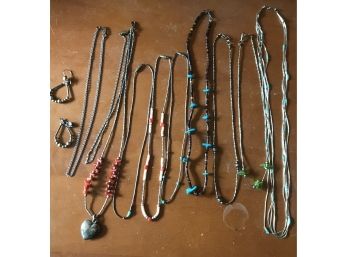 Ten Necklaces And A Pair Of Earrings- UNMARKED