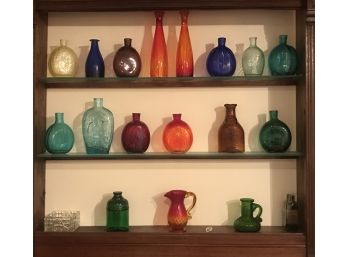 Lot Of Colored Glass Bottles