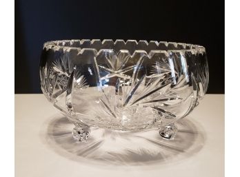 Heavy Cut Crystal Bowl With 3 Feet