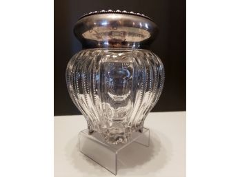 Press Glass Vintage Decanter With Sterling Silver Cover