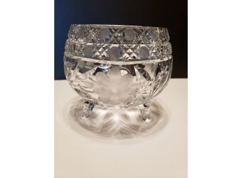 Beautiful Crystal Candy Dish With Etched Flowers