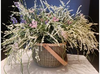 Beautiful Basket With Handle And Flowers Spread