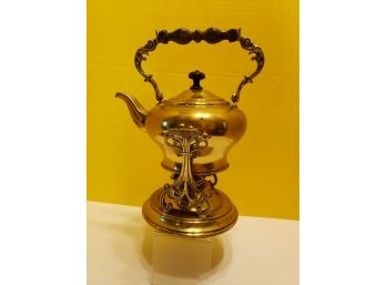 GOLD BRASS METAL LOOK - TEA POT WITH OIL BUNSUN BURNER