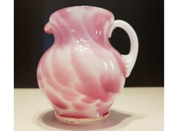 Hand Blown Pink And White Creamer