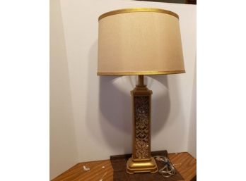 Gold Light With Gold Lamp Shade - Mirror Base.