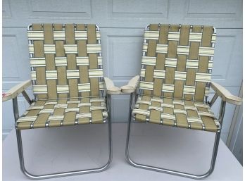 2 Vintage Web Aluminum Folding Chairs # A