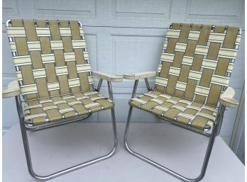 2 Vintage Web Aluminum Folding Chairs # B